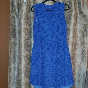 Blue sleeveless dress w/pockets